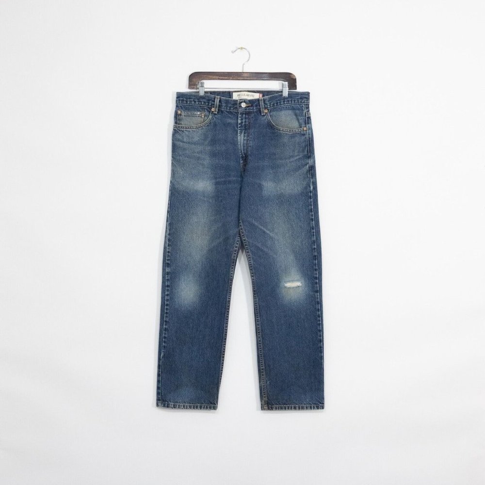 Vintage Y2K Levis 505 Straight Leg Jeans 34x30 - Faded Distressed Medium Wash